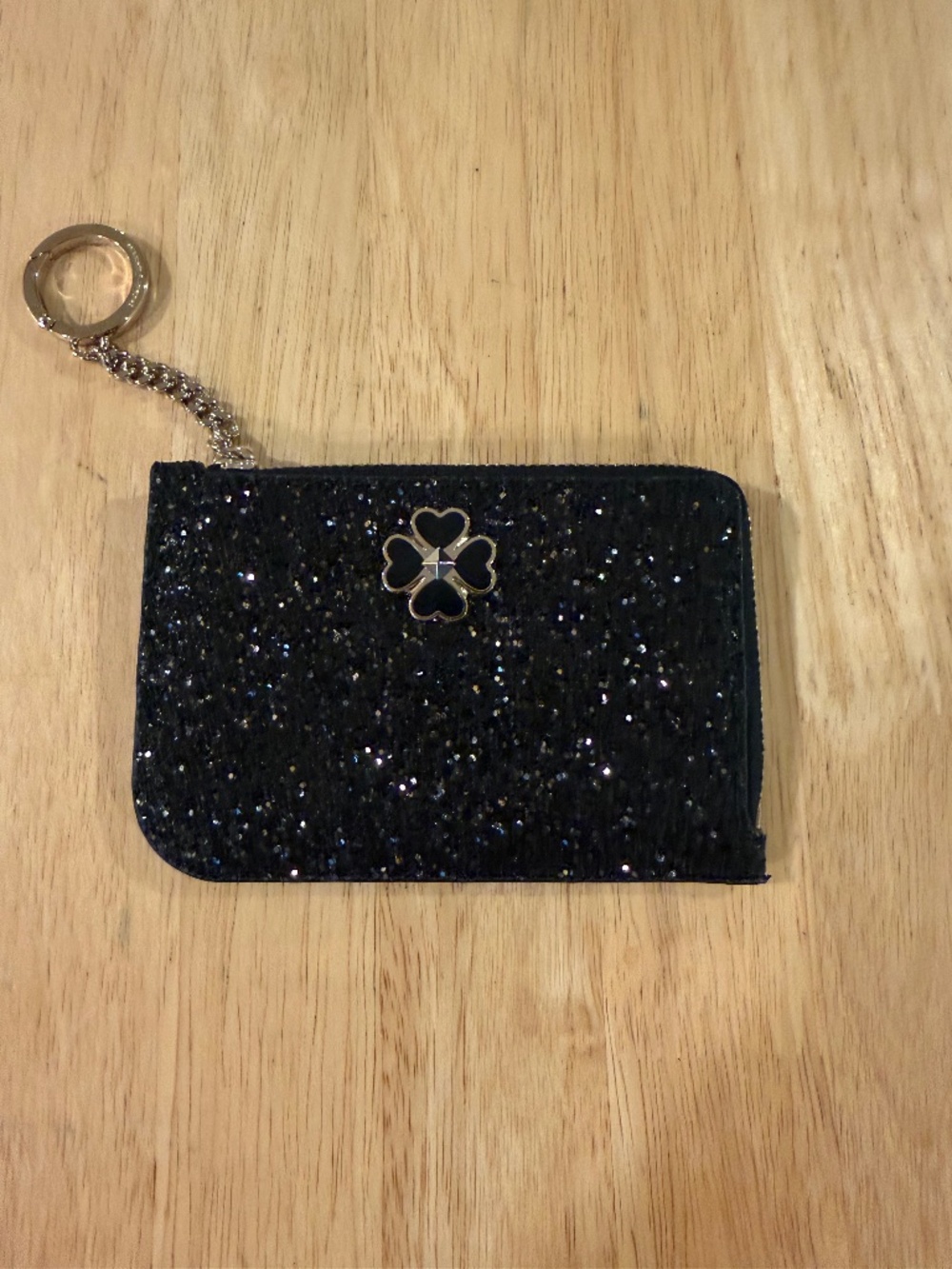 Brand New KATE SPADE Large Slim Card Holder - Black Glitter